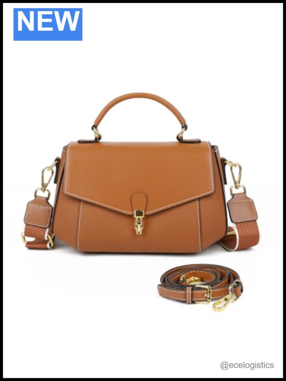 Women's Genuine Leather Crossbody Bag with Detachable Straps and Multiple